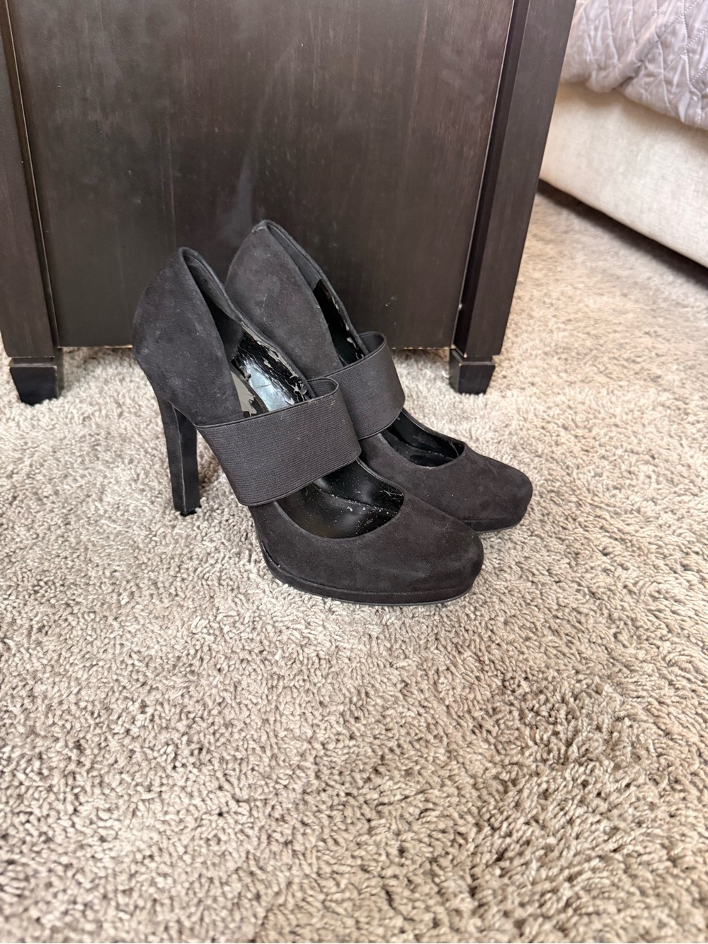 Jessica Simpson Black Suede Mary Jane Platform Pumps